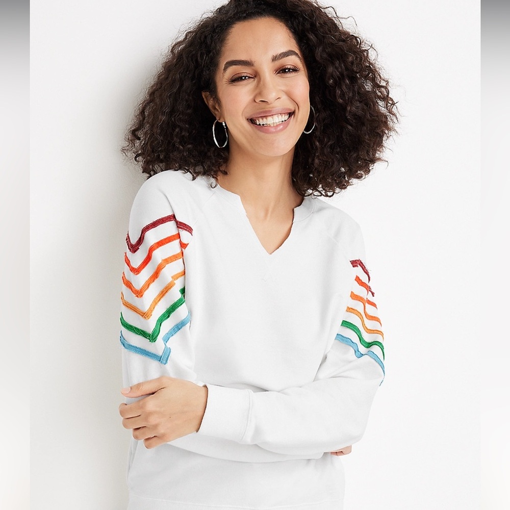 Rainbow Notched Sweatshirt